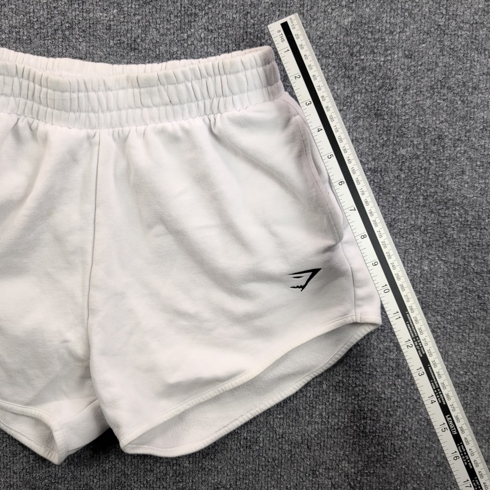 Gymshark Rest Day Lounge Shorts Womens Medium White Fleece Athletic Gym Logo - Picture 8 of 8